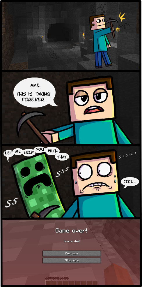 minecraft comics creeper comic funny creepers caves humor strips cartoons cool cartoon cave stuff don bad something safe friendly face